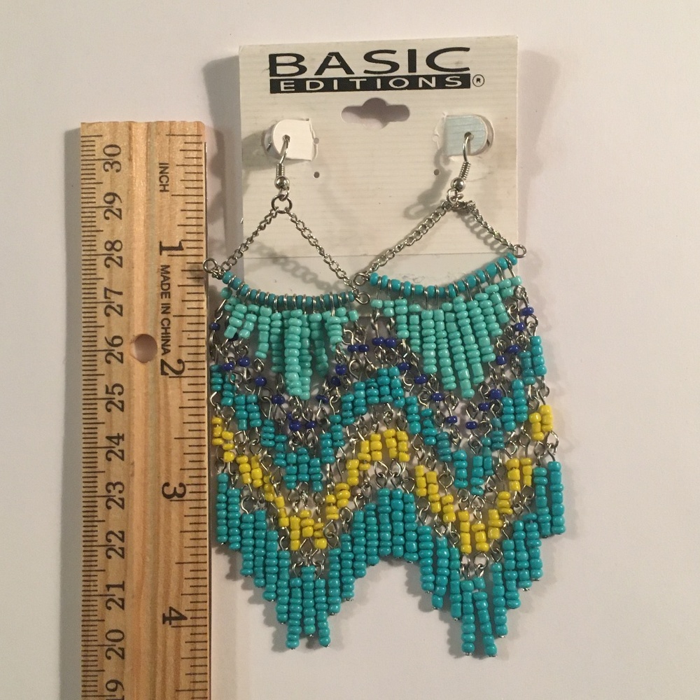 Native American Inspired Vintage Y2K Seed Bead Earrings, NWT - Picture 6 of 8